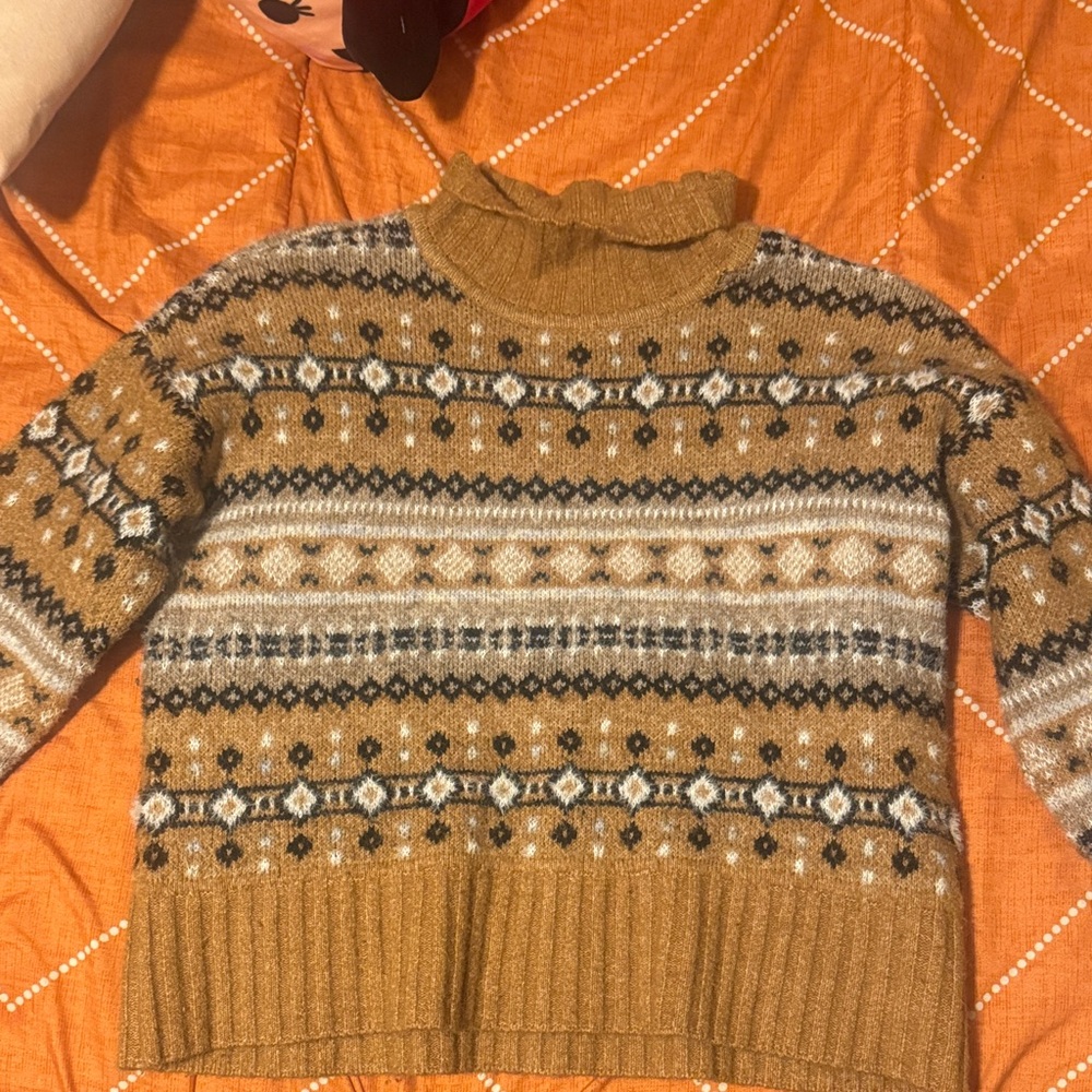 Marled Women's Patterned Sweater - Brown and White